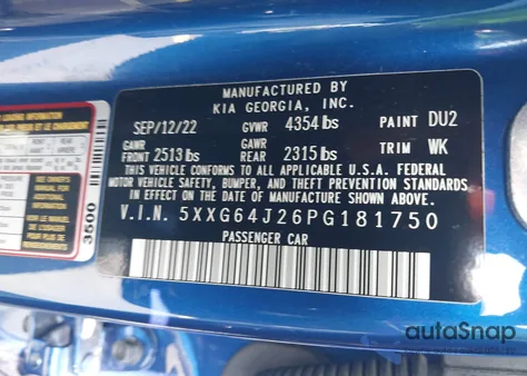 2023 Kia K5 Gt-Line from USA, damaged, VIN 5XXG64J26PG181750